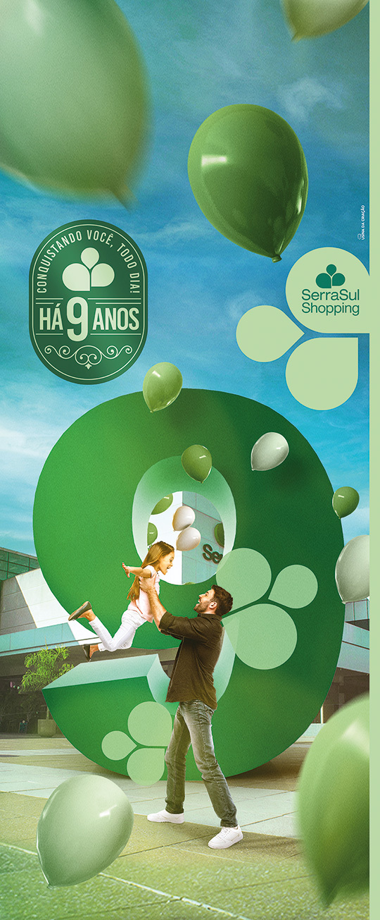 9 anos SerraSul Shopping - Adesivo 