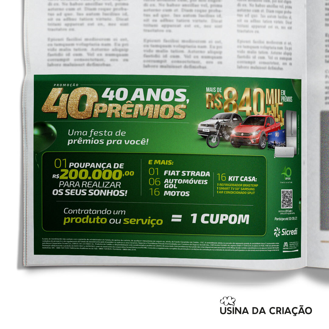 Promoção 40 anos, 40 prêmios - Sicredi Botucaraí